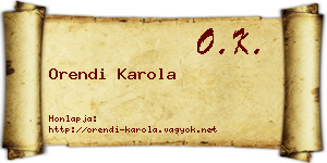 Orendi Karola névjegykártya